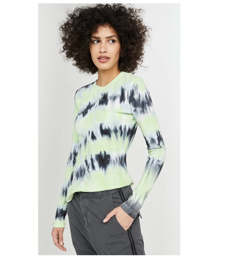 Proenza Schouler Tie-Dye Print Crew NeckLong Sleeve Top Cotton Size Medium
